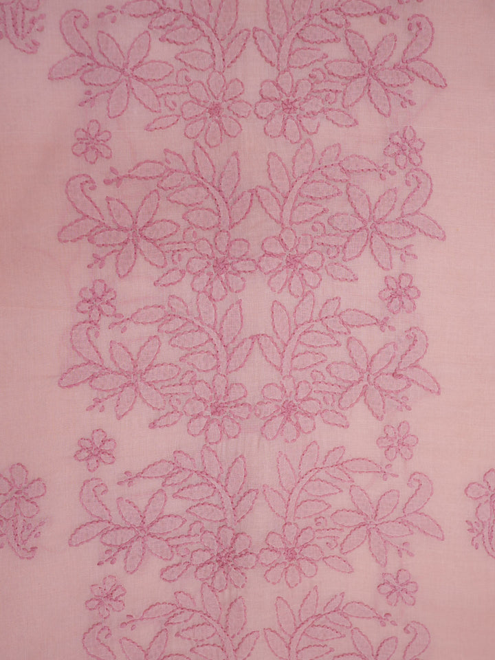 Women Hand Embroidered Chikankari Cotton Dressmaterial PCSCU00406FS-Peach