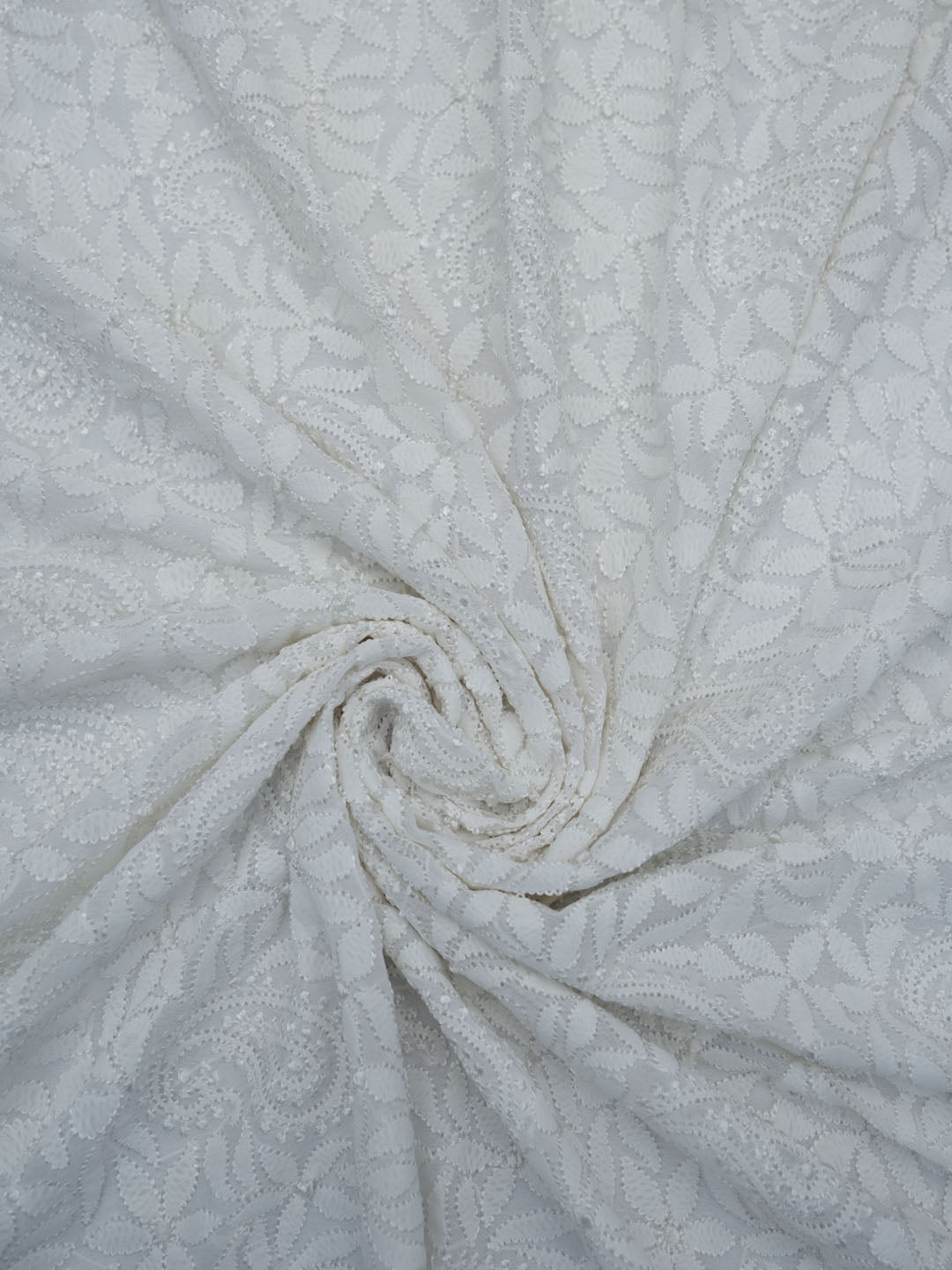 Women Hand Embroidered Chikankari Viscose Georgette Dressmaterial PC4123-WHITE4