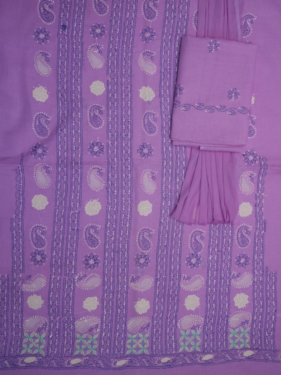 Women Hand Embroidered Chikankari Cotton Dressmaterial PC4120-LILAC