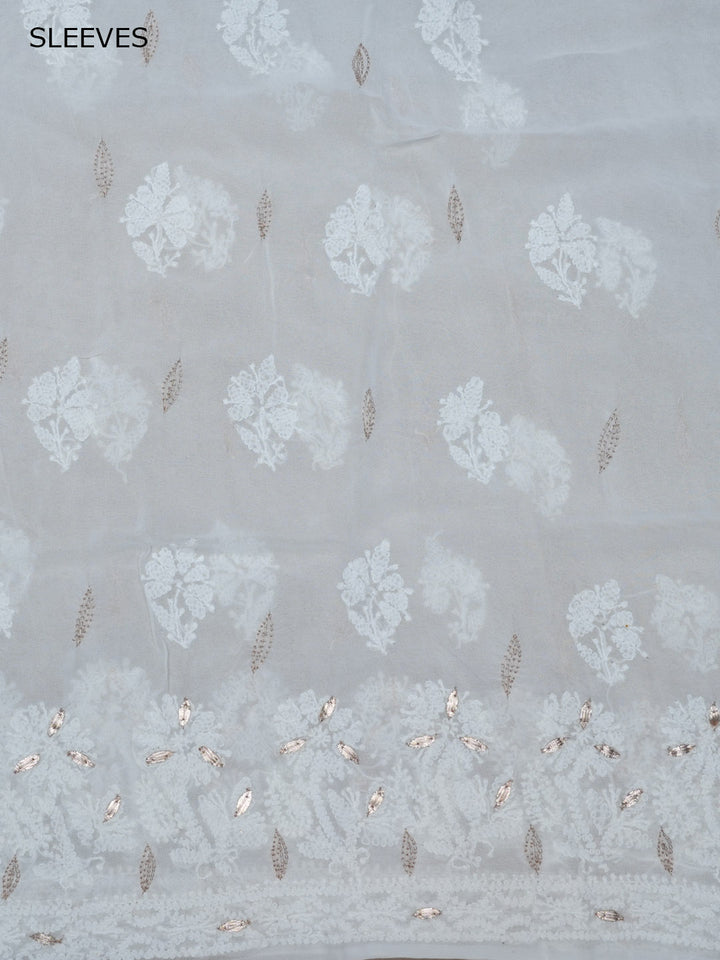 Women Hand Embroidered Chikankari Viscose Georgette Dressmaterial PC4124-WHITE8