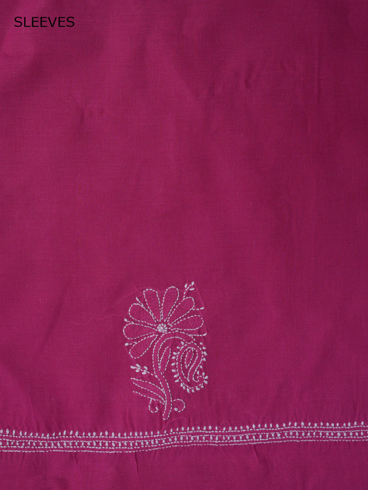Women Hand Embroidered Chikankari Cotton Dressmaterial PCSCU00104FS-MAGENTA