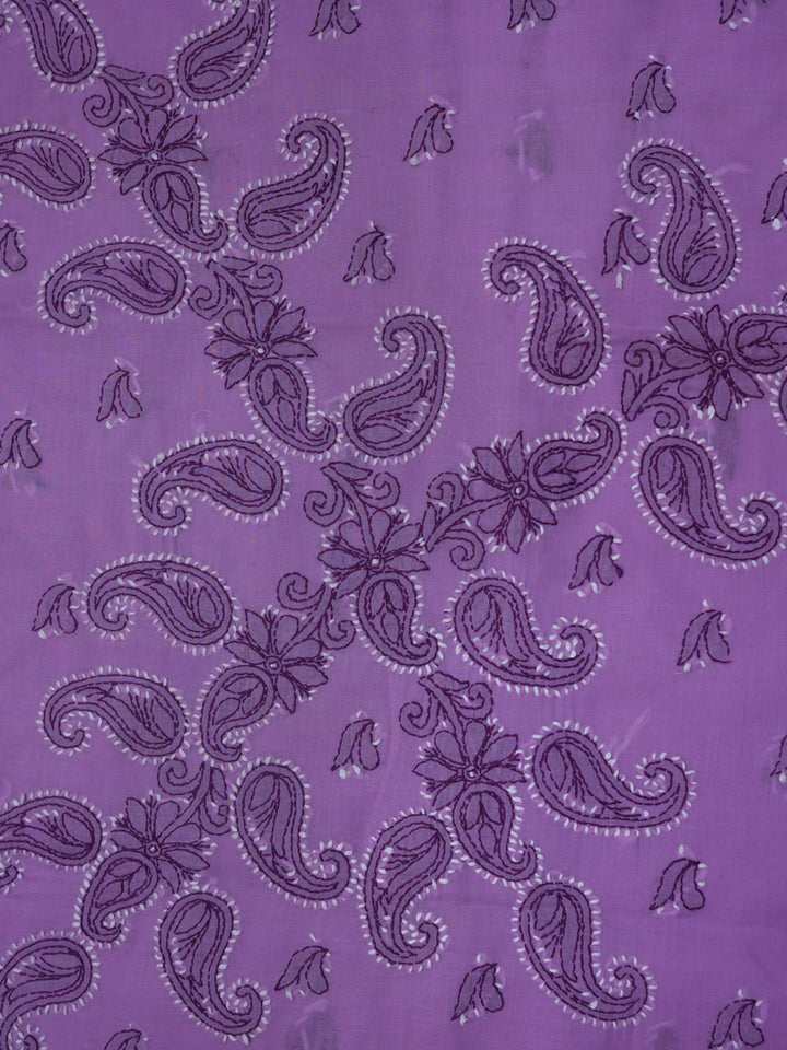 women hand embroidered chikankari cotton dressmaterial PC4120-PURPLE26