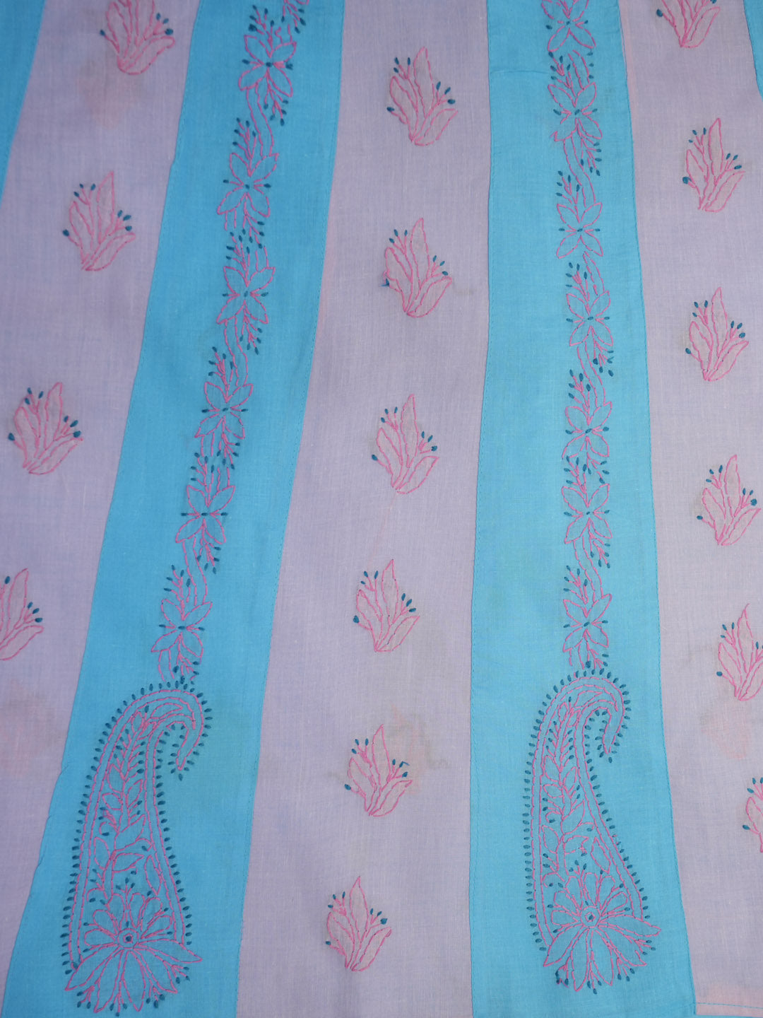 Women Hand Embroidered Chikankari Cotton Dressmaterial PC4120-POWDERBLUE