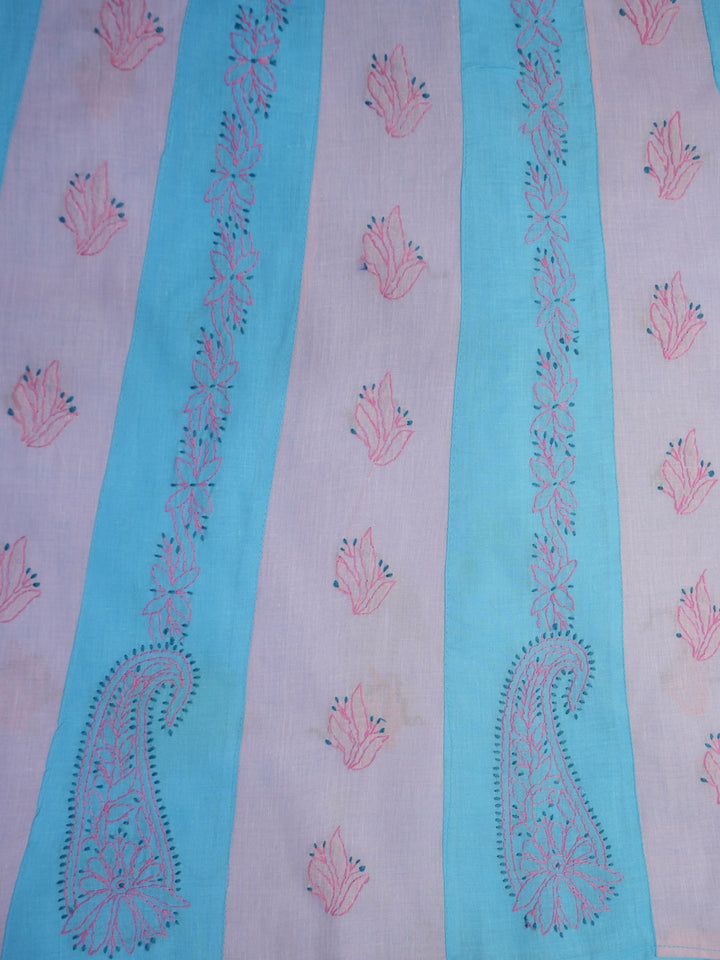 Women Hand Embroidered Chikankari Cotton Dressmaterial PC4120-POWDERBLUE