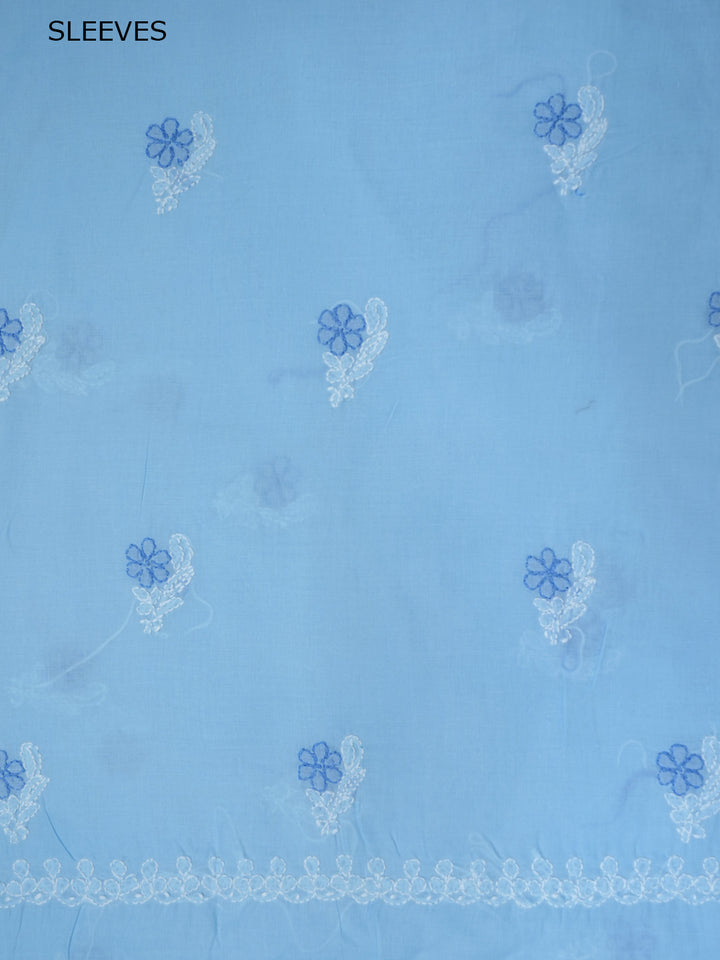 Women Hand Embroidered Chikankari Cotton Dressmaterial PCSCU00102FS-Blue