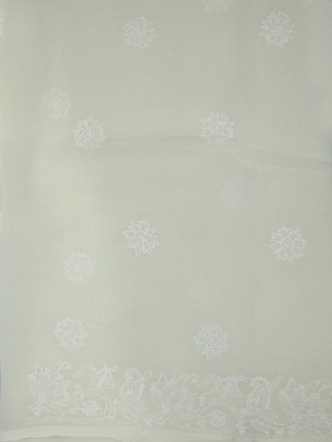 Hand Embroidered Chikankari Cotton Saree PCSAR02 Lemon