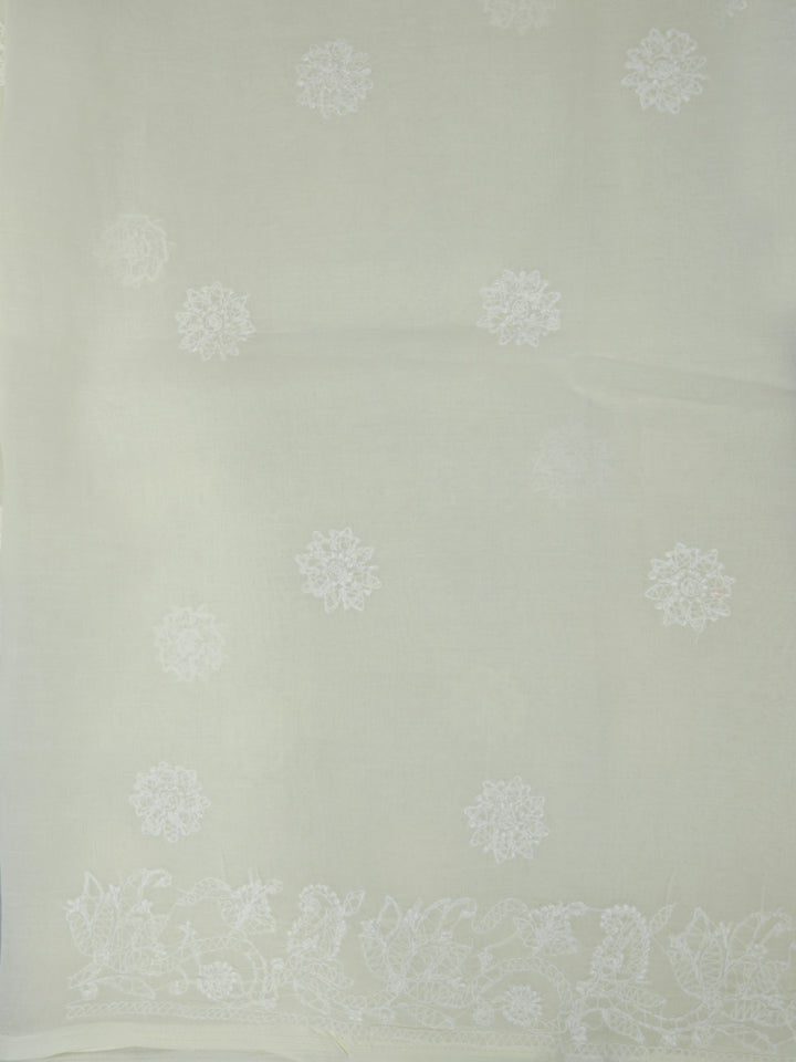 Hand Embroidered Chikankari Cotton Saree PCSAR02 Lemon