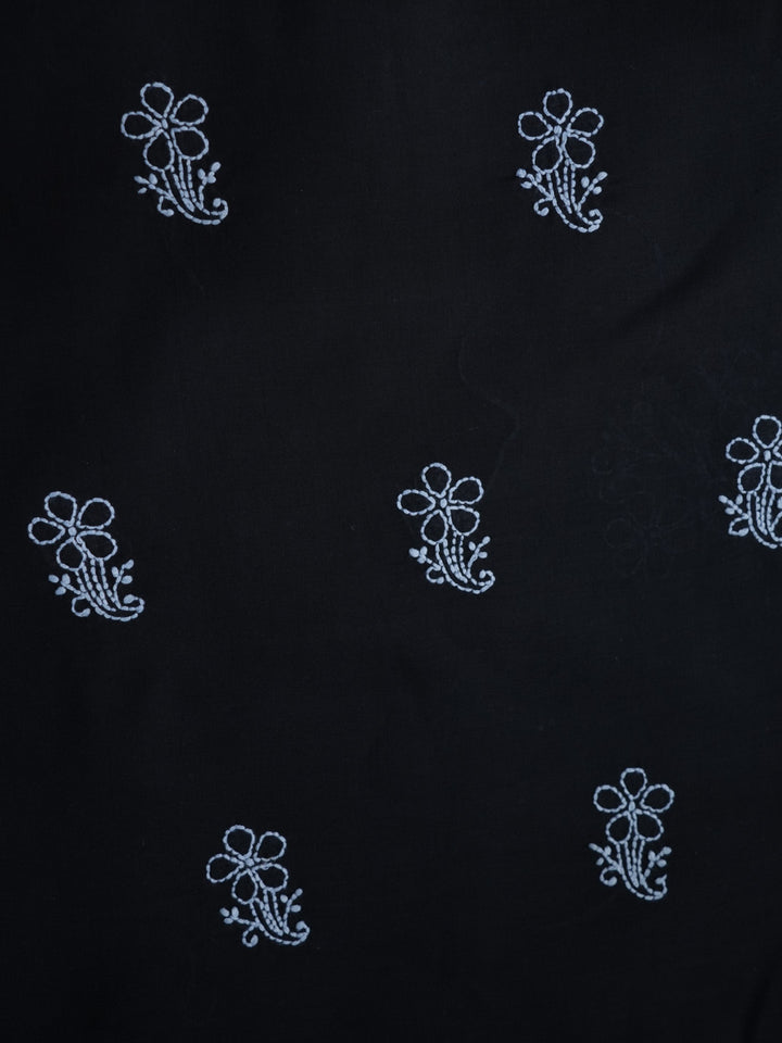 Women Hand Embroidered Chikankari Cotton Dressmaterial PCSCU00104FS-BLACK
