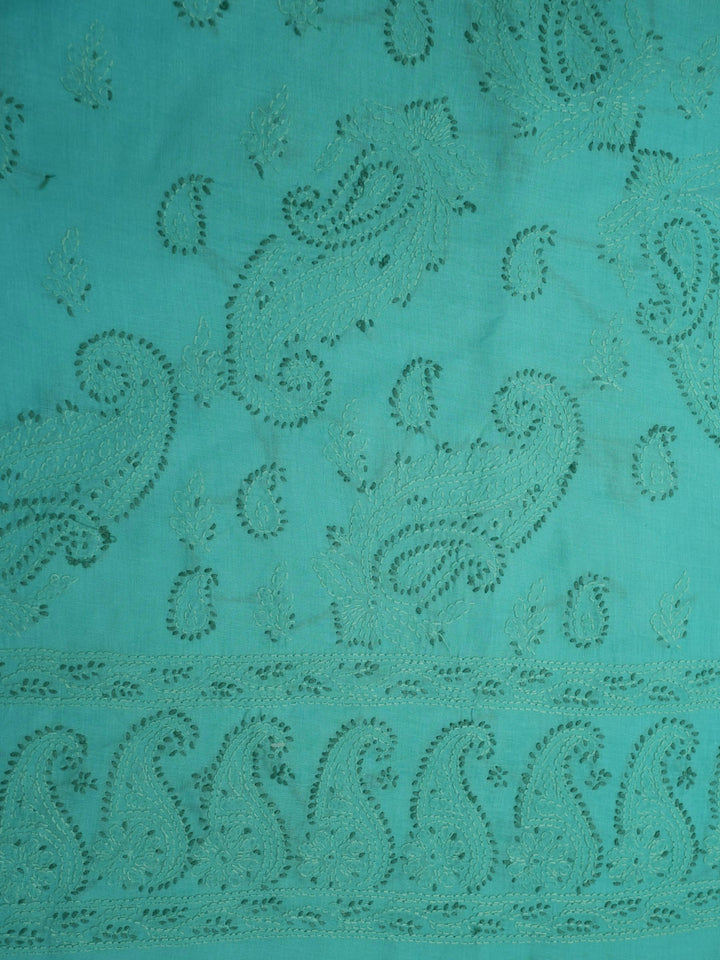 Women Hand Embroidered Chikankari Cotton Dressmaterial PC4120-GREEN