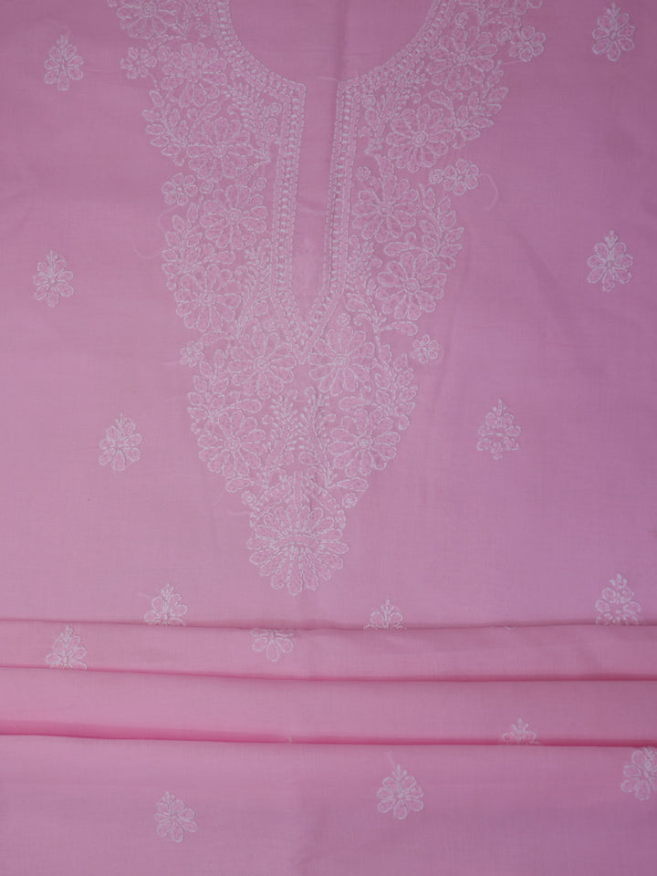 Women Hand Embroidered Cotton Chikankari Dress Material PCSCU00104FS Pink