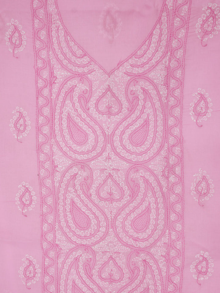 Hand Embroidered Chikankari Cotton Dress Material - PC3856
