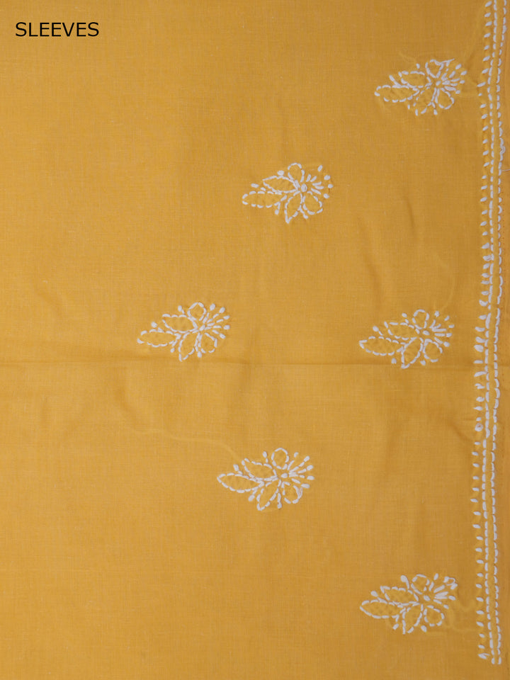 Women Hand Embroidered Cotton Chikankari Dress Material PCSCU00104FS Yellow