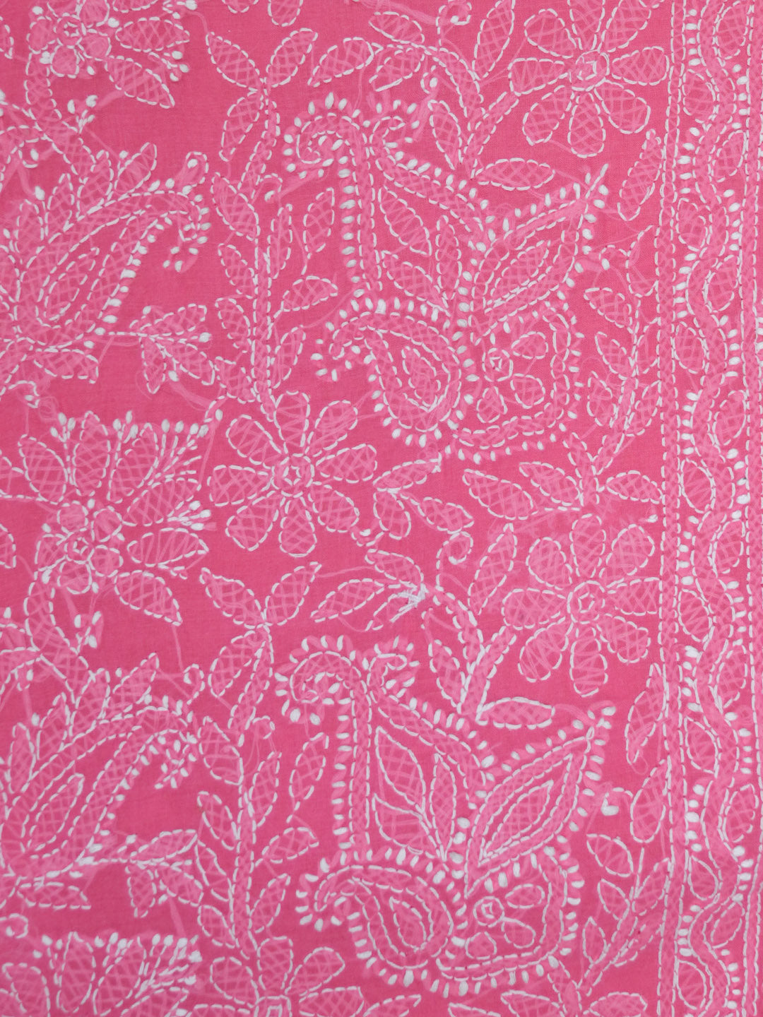 Hand Embroidered Chikankari Cotton Saree PCSAR02 Darkpink