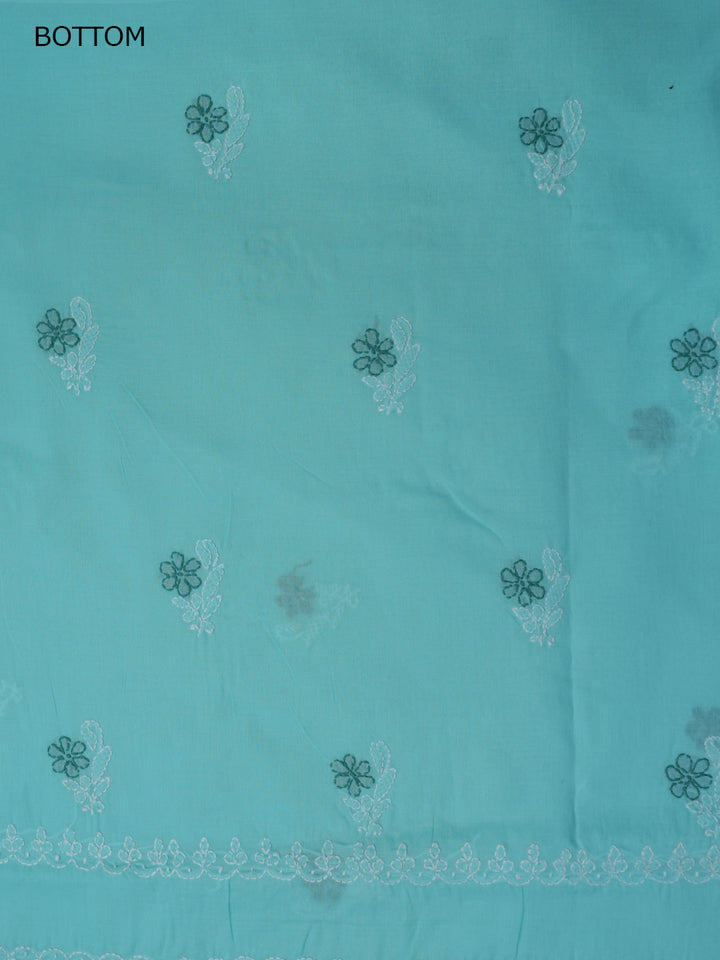 Women Hand Embroidered Chikankari Cotton Dressmaterial PCSCU00102FS-Seagreen