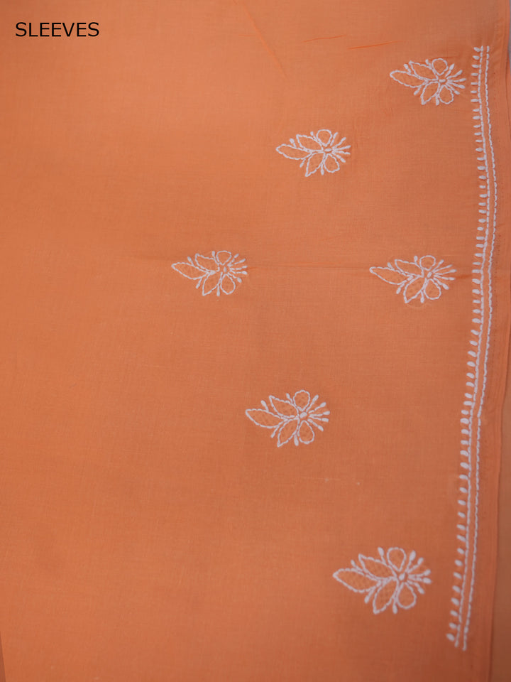 Women Hand Embroidered Cotton Chikankari Dress Material PCSCU00104FS Orange