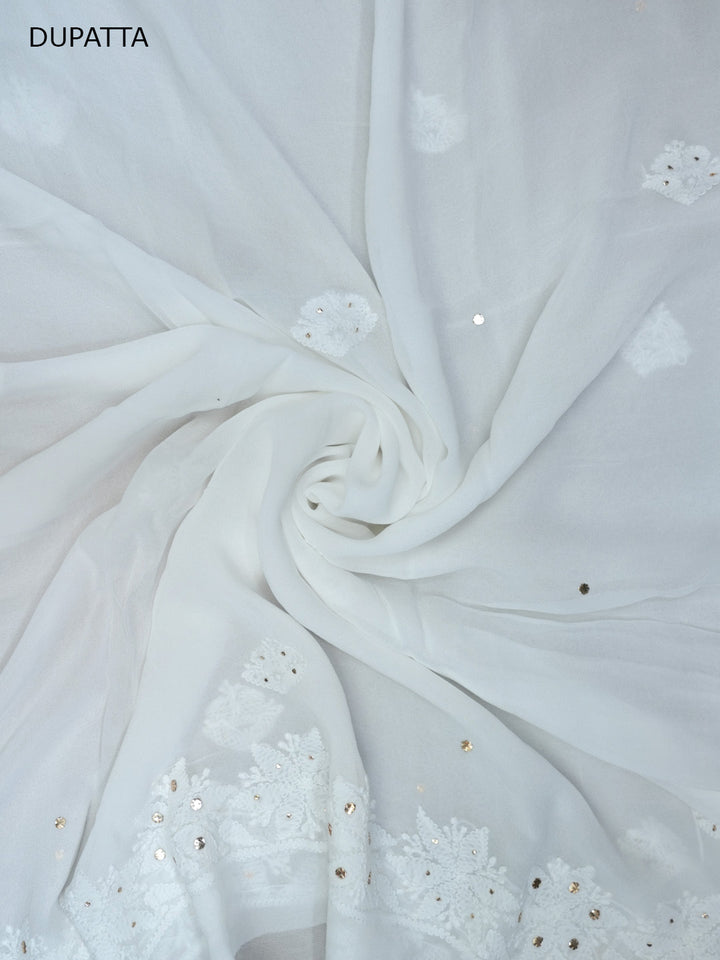 Women Hand Embroidered Chikankari Viscose Georgette Dressmaterial PC4124-WHITE9