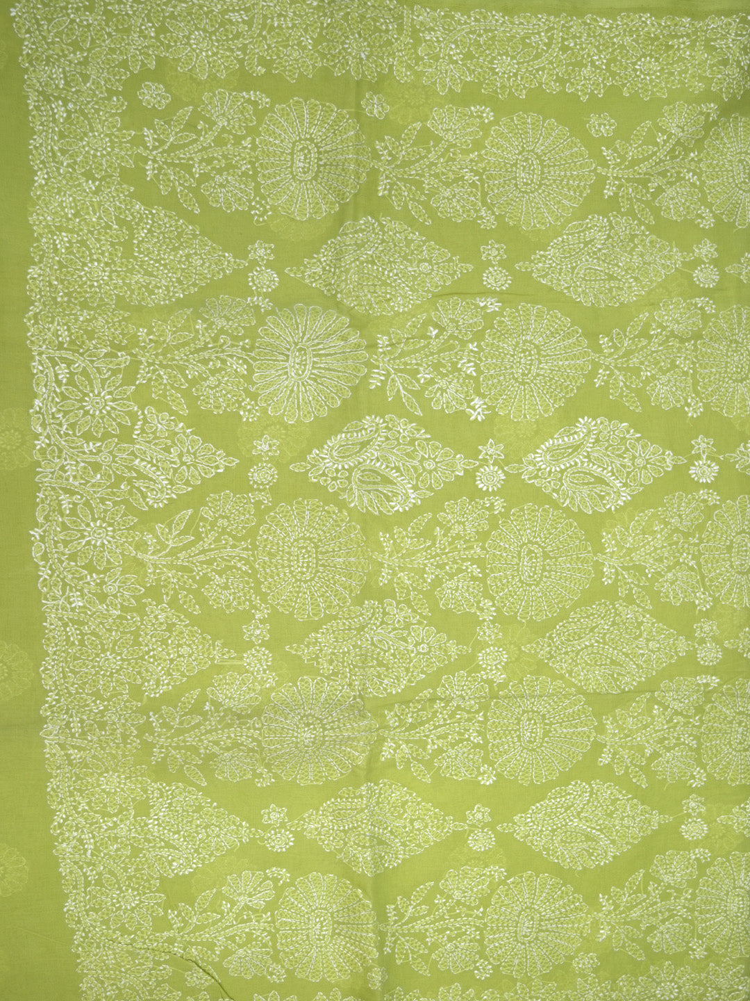 Hand Embroidered Chikankari Cotton Saree PCSAR02 Green