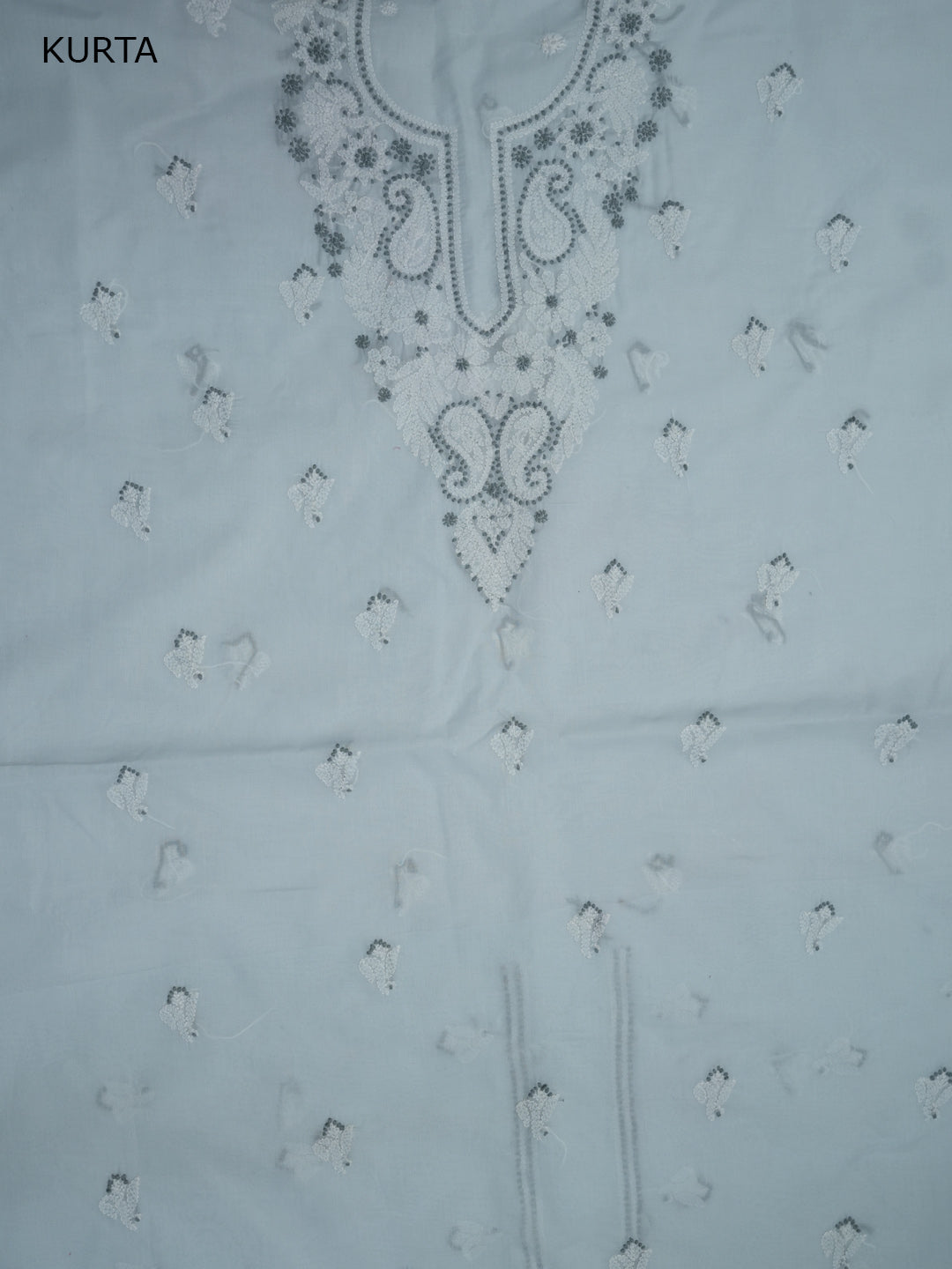 Women Hand Embroidered Cotton Chikankari Dress Material PCSCU00104FS-LIGHTGREY