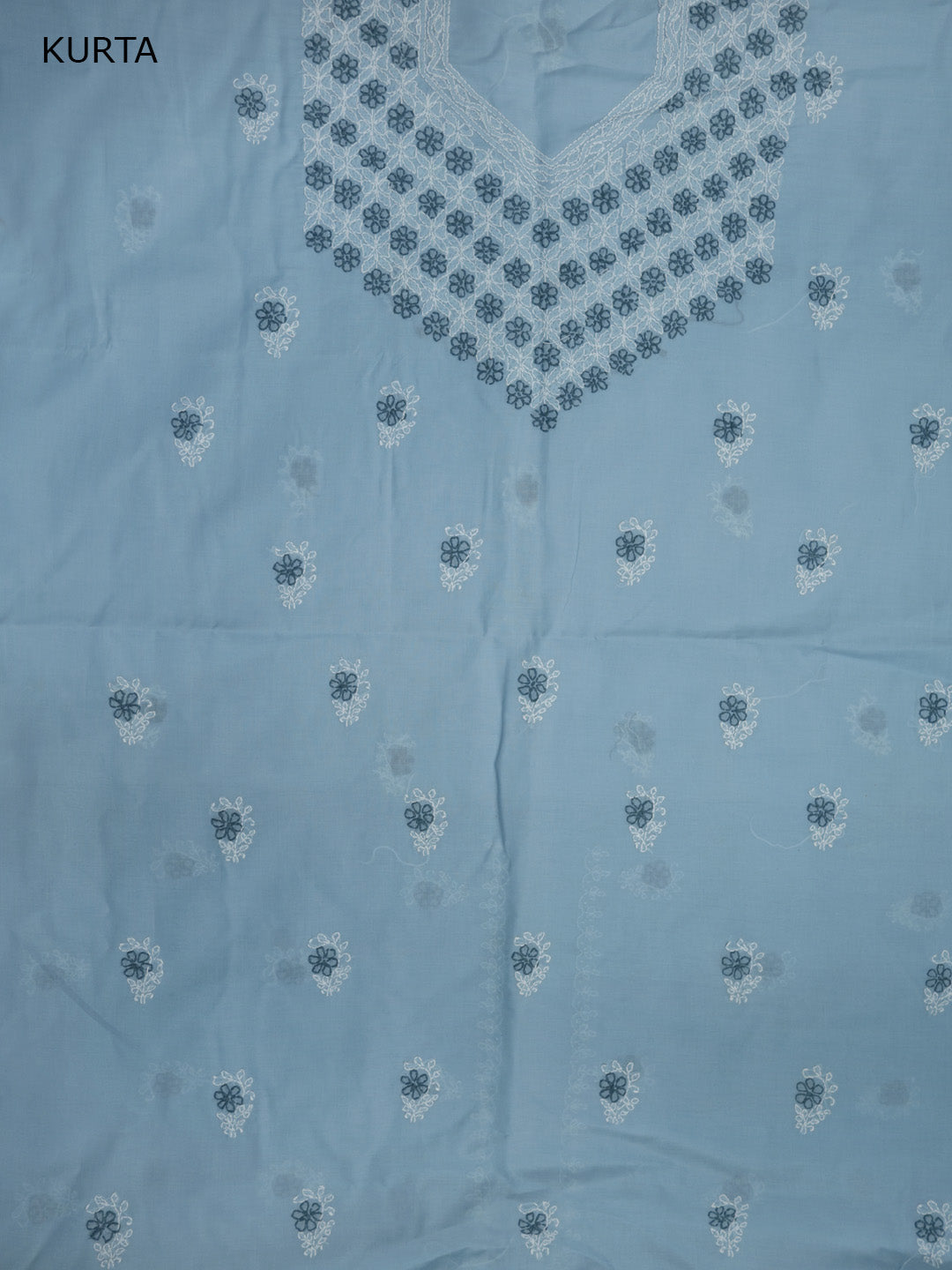 Women Hand Embroidered Chikankari Cotton Dressmaterial PCSCU00102FS-GREY