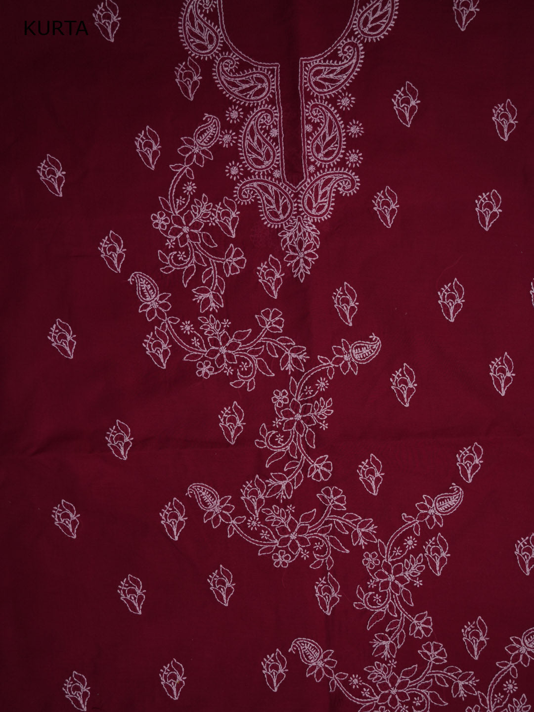 Women Hand Embroidered Chikankari Cotton Dressmaterial PCSCU00104FS-MAROON