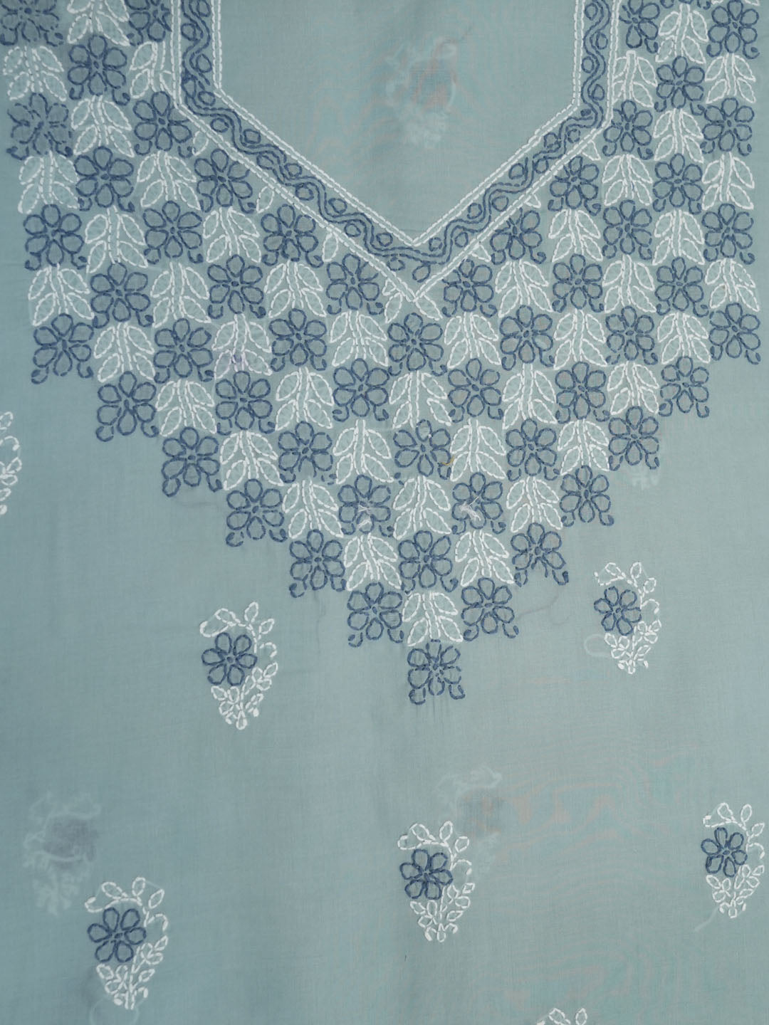 Women Hand Embroidered Cotton Chikankari Dress Material PCSCU00102FS-ASHGREY