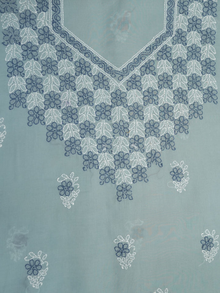 Women Hand Embroidered Cotton Chikankari Dress Material PCSCU00102FS-ASHGREY