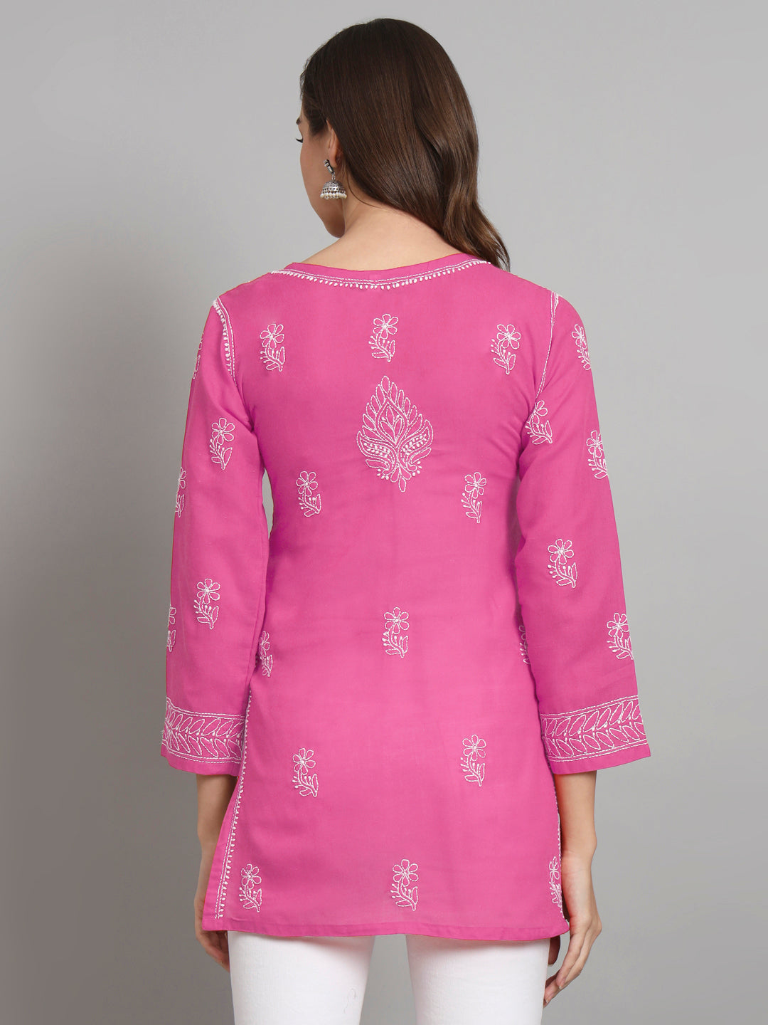 Women Hand Embroidered Chikankari Cotton Kurti PC3595