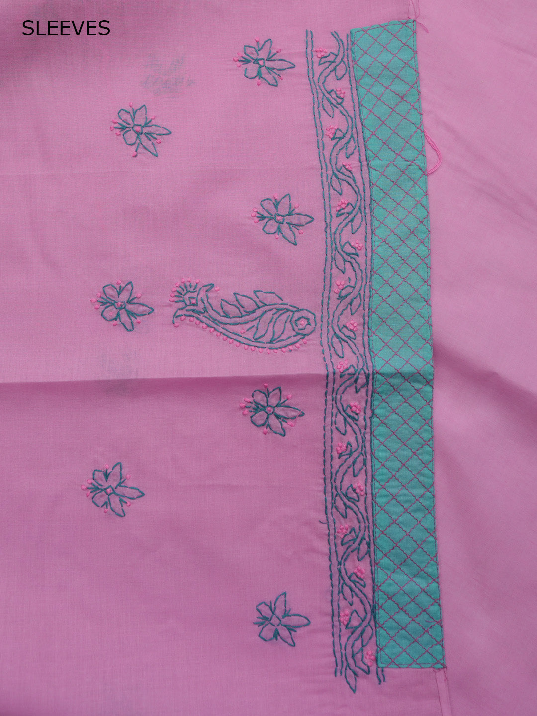 Women Hand Embroidered Chikankari Cotton Dressmaterial PC4120-BLUSHPINK