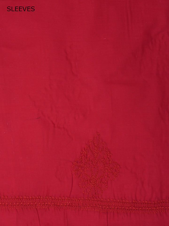 Women Hand Embroidered Cotton Chikankari Dress MaterialPCSCU00406FS-TOMATORED