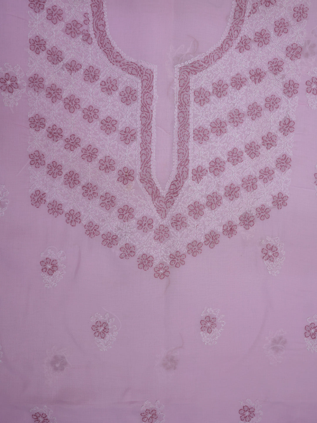 Women Hand Embroidered Chikankari Cotton Dressmaterial PCSCU00102FS-Babypink