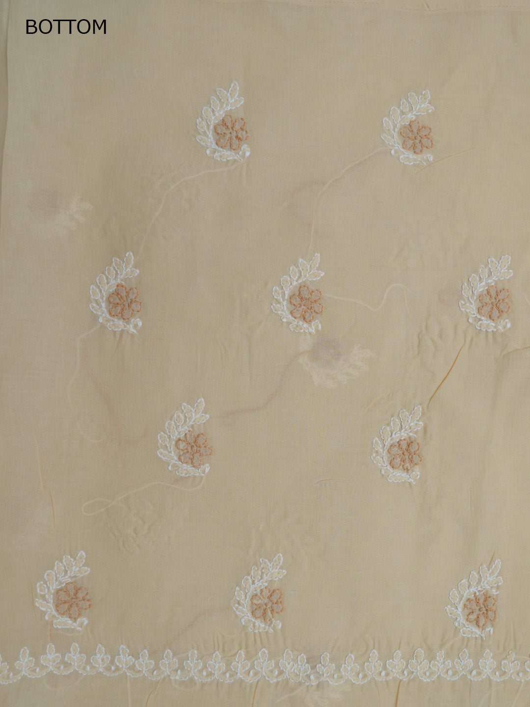Women Hand Embroidered Chikankari Cotton Dressmaterial PCSCU00102FS-CREAME