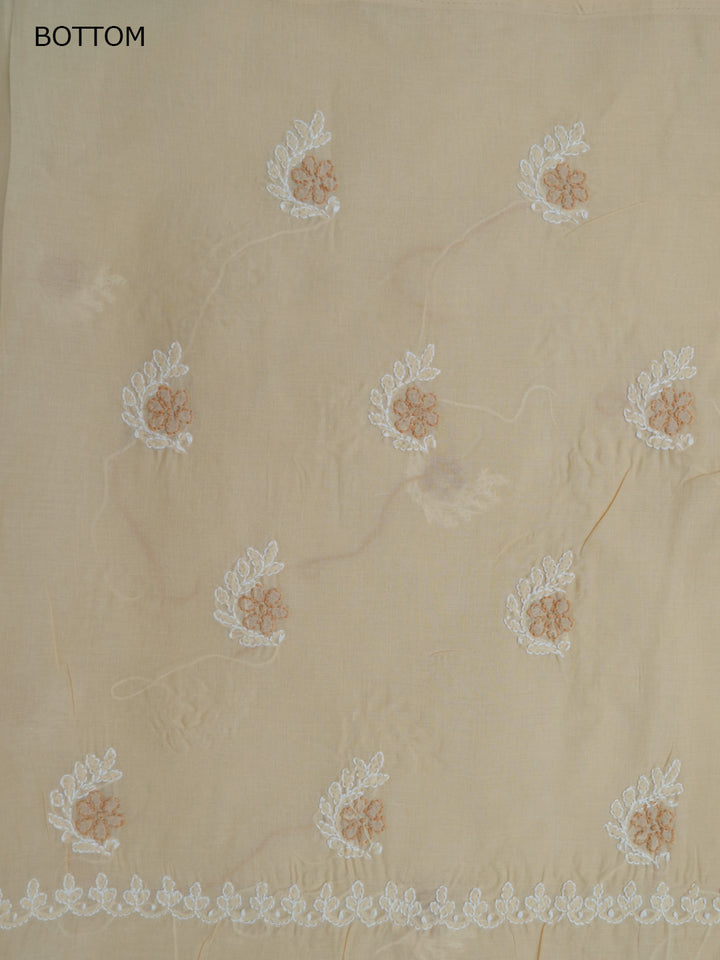 Women Hand Embroidered Chikankari Cotton Dressmaterial PCSCU00102FS-CREAME