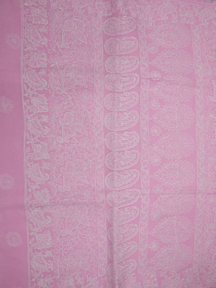 Hand Embroidered Chikankari Cotton Saree PCSAR02 Pink