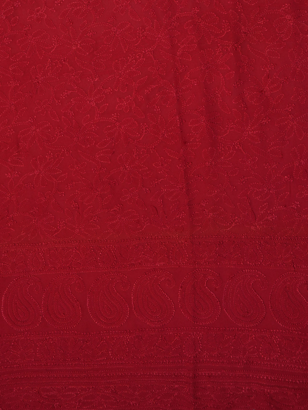 Women Hand Embroidered Chikankari Viscose Georgette Kurta Fabric PC4122-RED