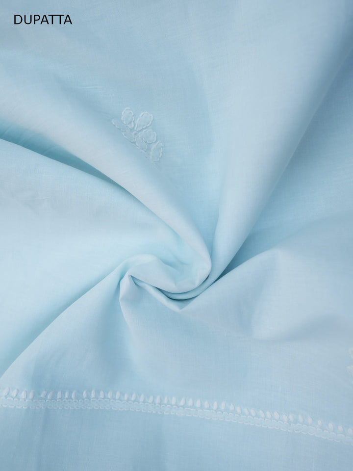 Women Hand Embroidered Chikankari Cotton DressMaterial PCSCU00104FS-SKYBLUE