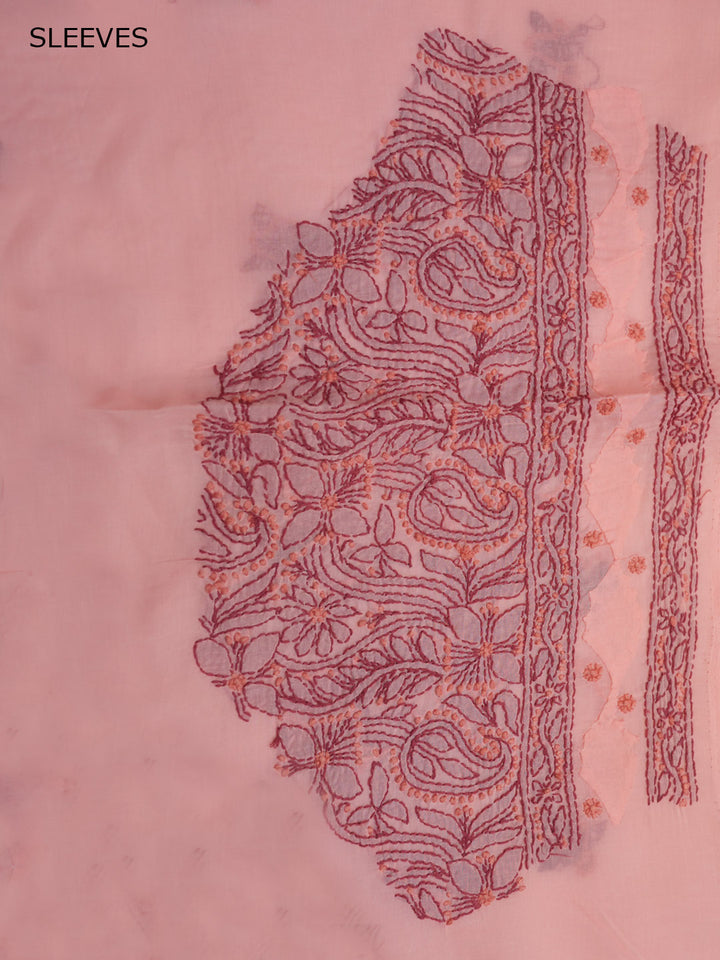 Women Hand Embroidered Chikankari Cotton Dressmaterial PC4120-DUSTYROSE