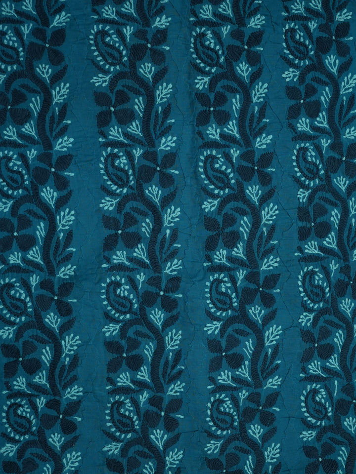 women hand embroidered chikankari cotton dressmaterial PC4120-TEAL8