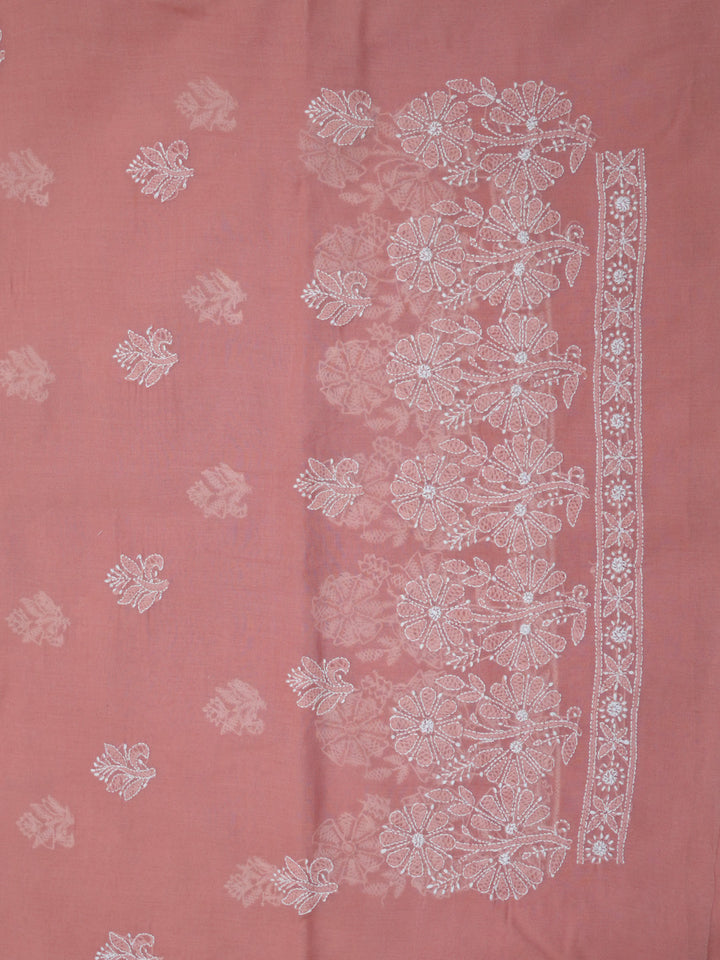 women hand embroidered chikankari cotton dressmaterial PC4120-DARKPEACH22