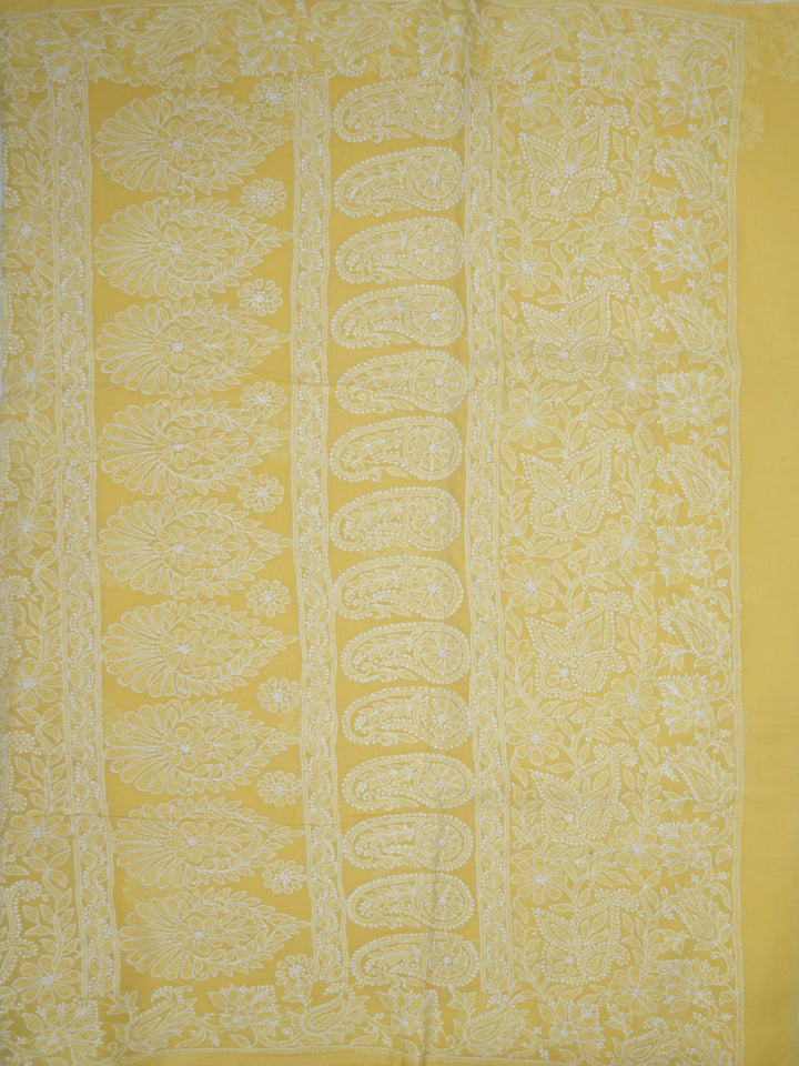 Hand Embroidered Chikankari Cotton Saree PCSAR02 Lightyellow