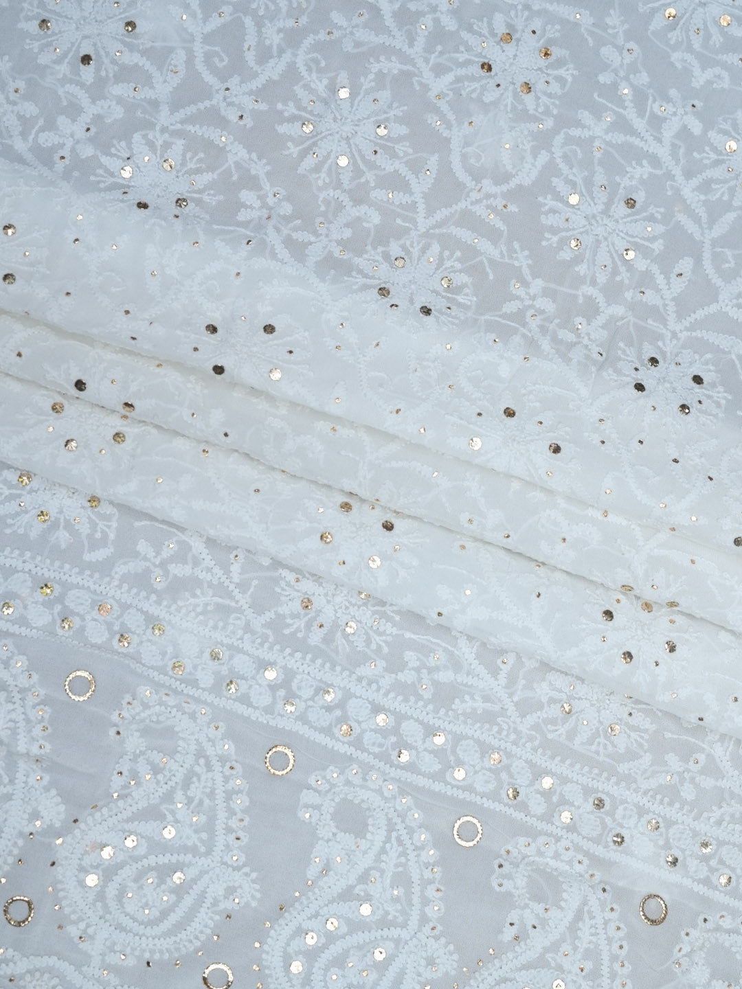 Women Hand Embroidered Chikankari Viscose Georgette Dressmaterial PC4124-WHITE3