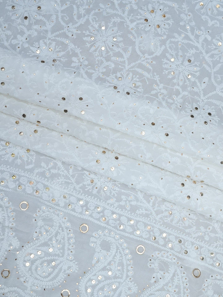 Women Hand Embroidered Chikankari Viscose Georgette Dressmaterial PC4124-WHITE3