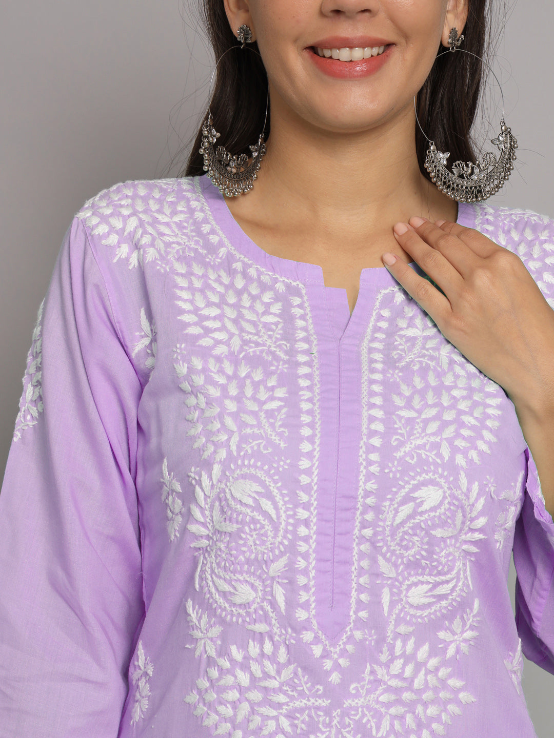 Women Hand Embroidered Chikankari Cotton Kurta Set-PC3674KS
