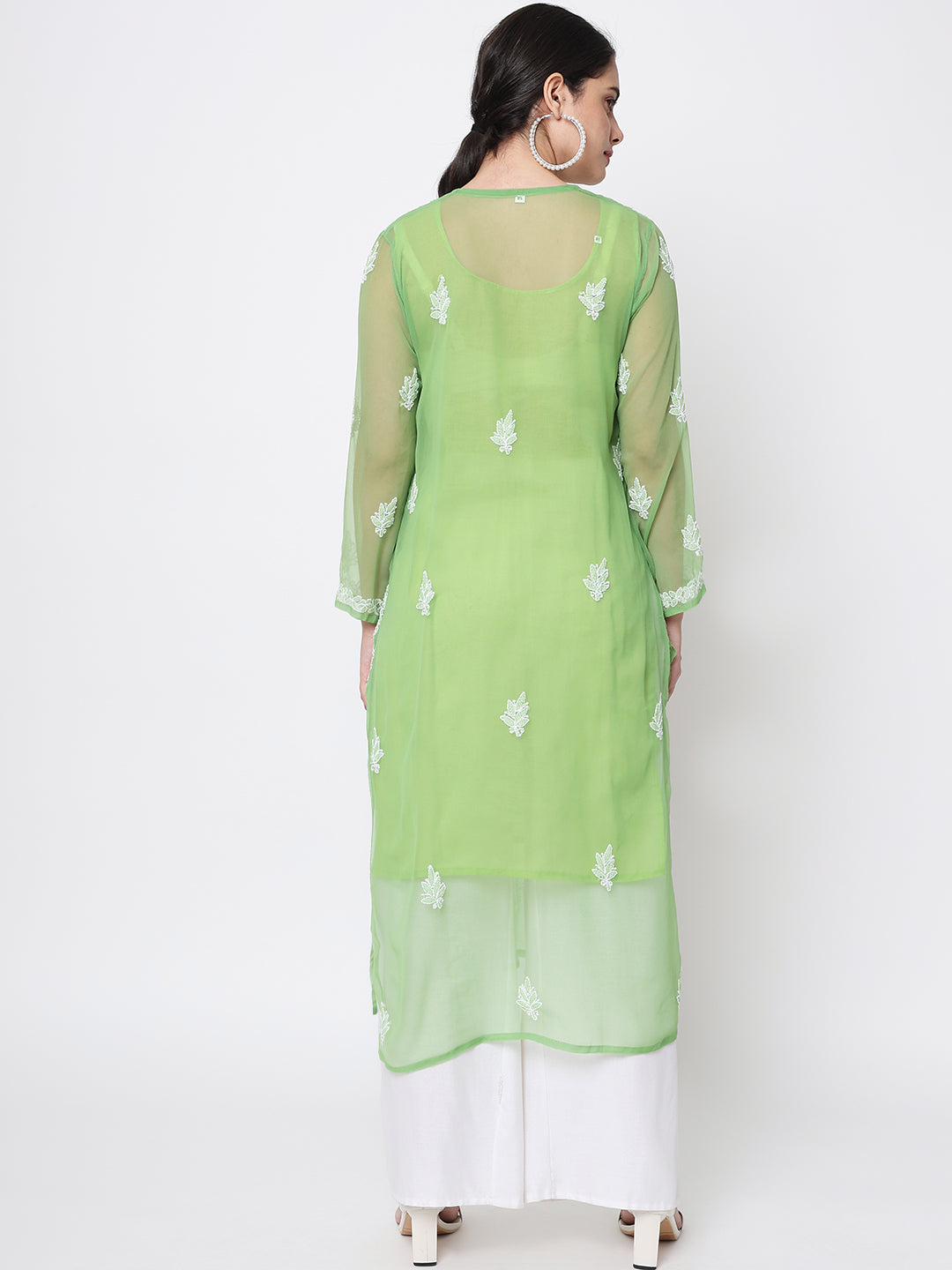 Hand Embroidered Georgette Straight Kurta With Matching Slip-PC3560