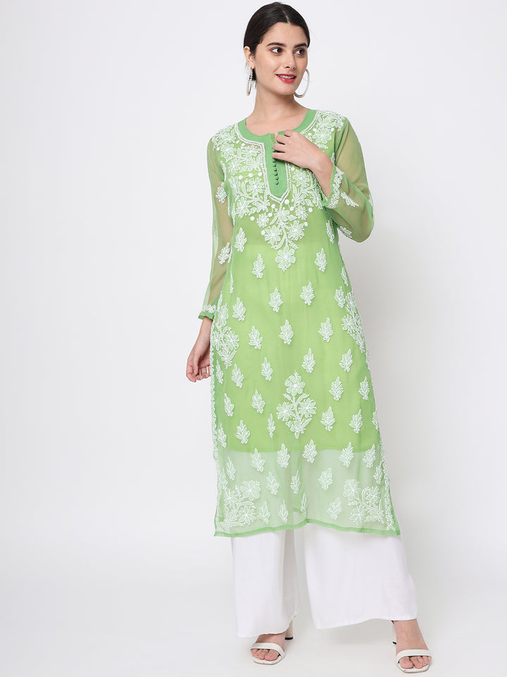 Hand Embroidered Georgette Straight Kurta With Matching Slip-PC3560