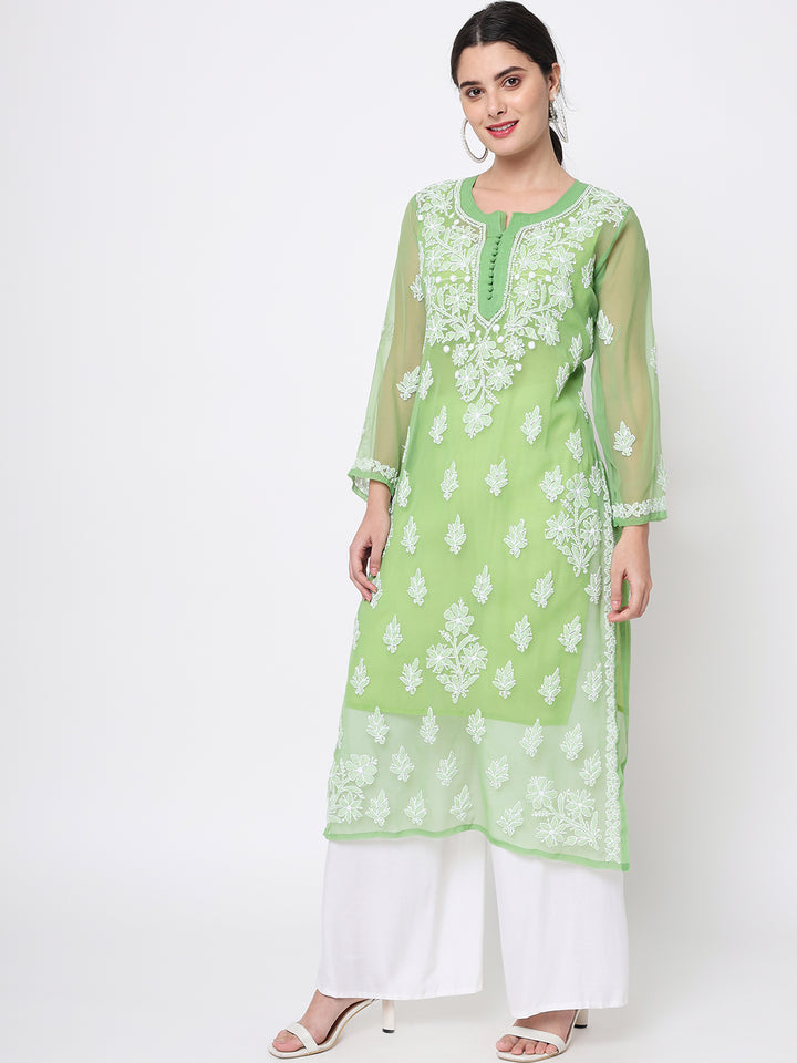 Hand Embroidered Georgette Straight Kurta With Matching Slip-PC3560