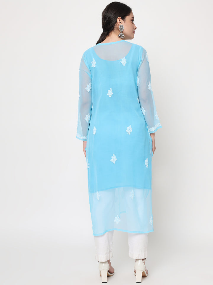 Hand Embroidered Georgette Straight Kurta With Matching Slip-PC3560