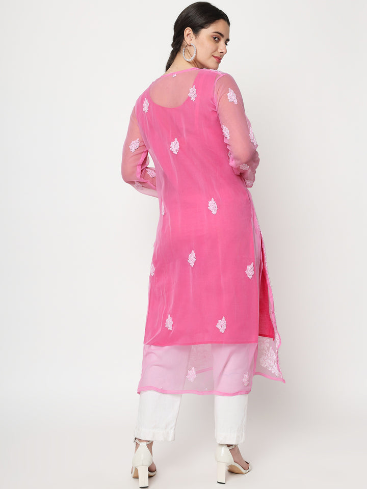 Hand Embroidered Georgette Straight Kurta With Matching Slip-PC3560