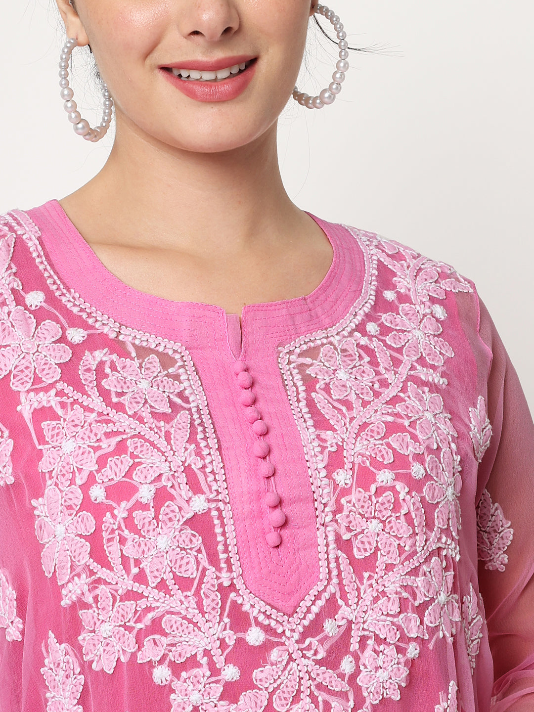 Hand Embroidered Georgette Straight Kurta With Matching Slip-PC3560