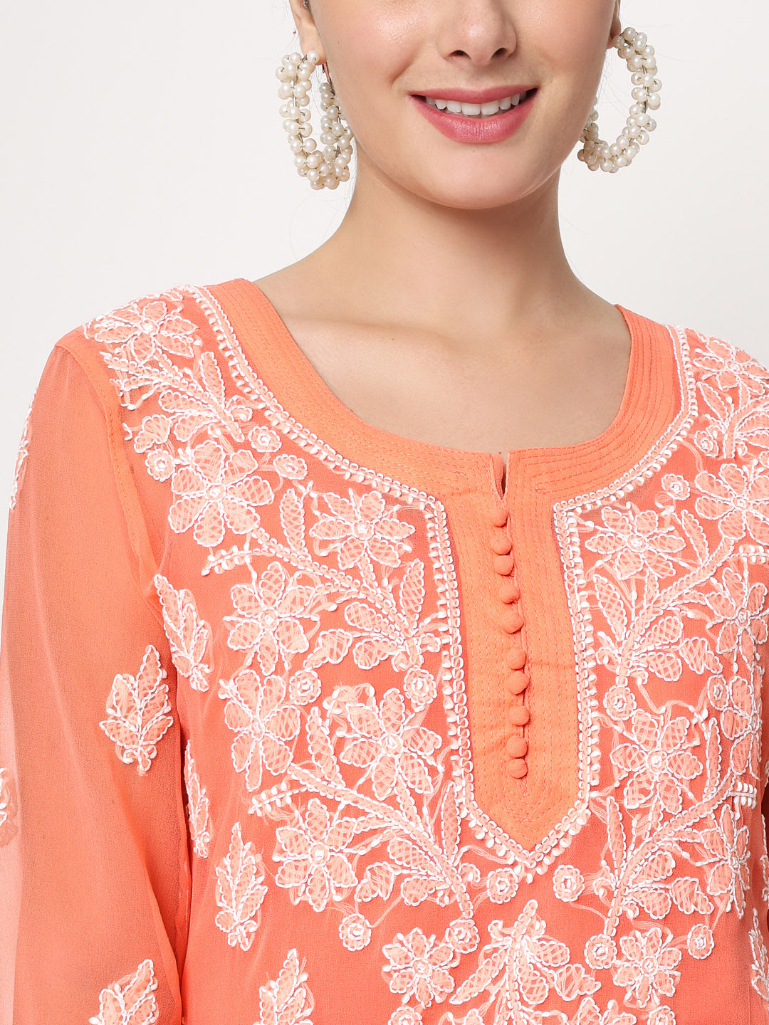 Hand Embroidered Georgette Straight Kurta With Matching Slip-PC3560