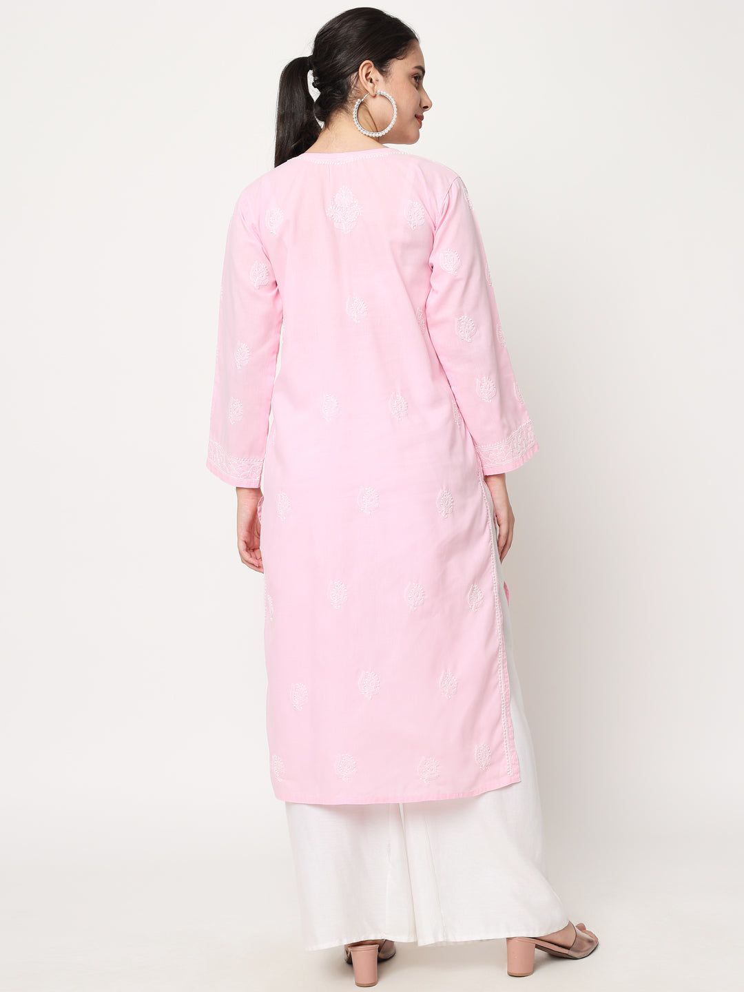 Hand Embroidered Chikankari Cotton Straight Kurta- PC3579